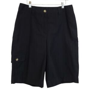 NWT Studio Works Cotton Cargo Shorts Women Size 14 Black Camping Hiking Utility